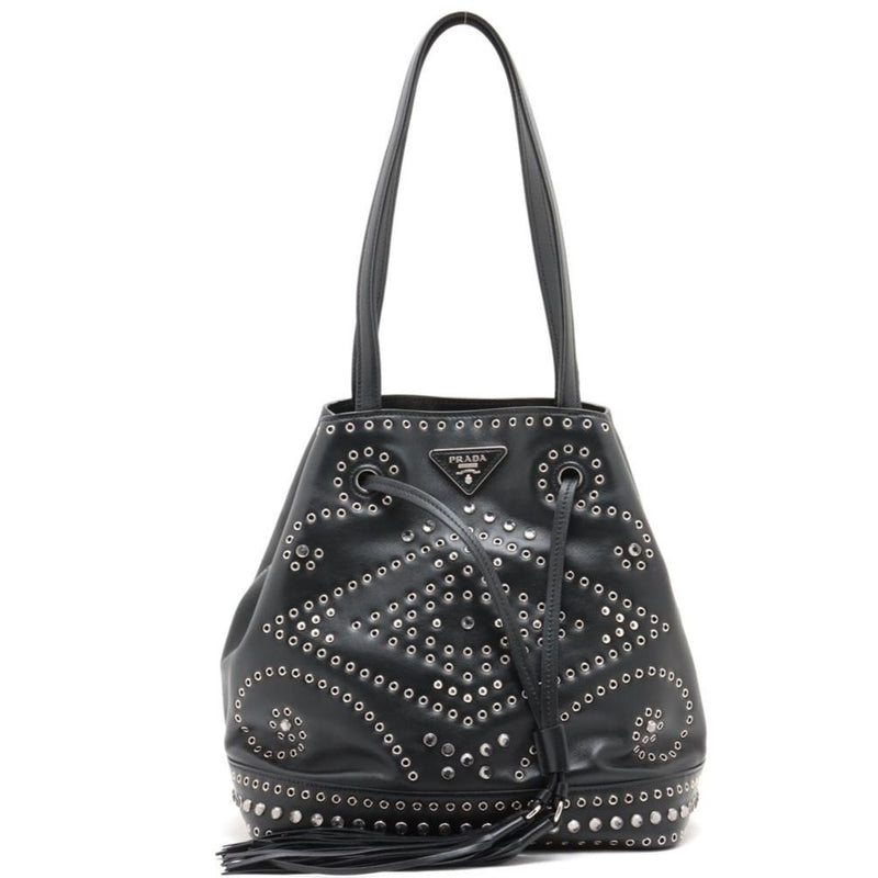 Prada Studded Drawstring Bucket Bag