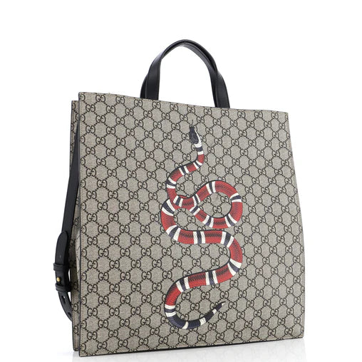 Gucci Snake GG Supreme Tote Crossbody