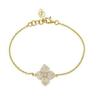 Piranesi 18kt Yellow Gold Small Diamond Floral Bracelet