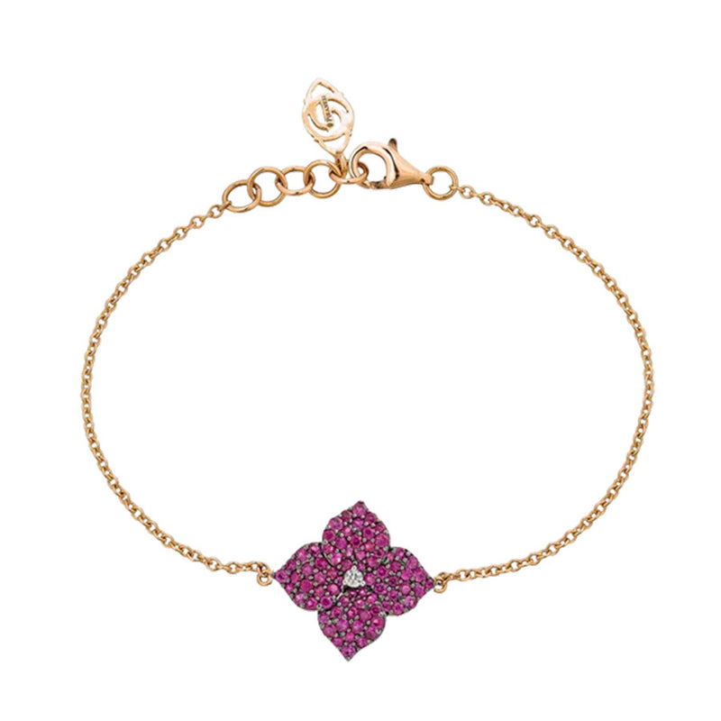 Piranesi Small Deep Pink Sapphire Floral Bracelet