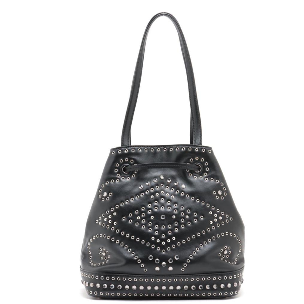 Prada Studded Drawstring Bucket Bag