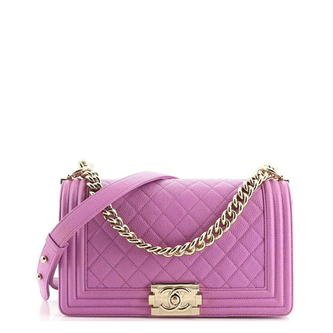Chanel Chanel Purple Quilted Leather Boston Hand Bag XL Jumbo CC