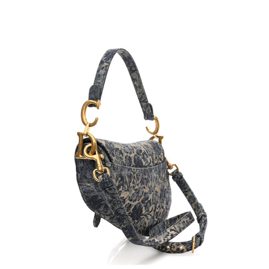 CHRISTIAN DIOR Oblique SADDLE saddle bag embroidered Shoulder Bag Hand Bag