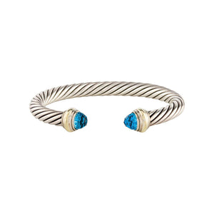 David Yurman Blue Topaz Cable Cuff Bracelet