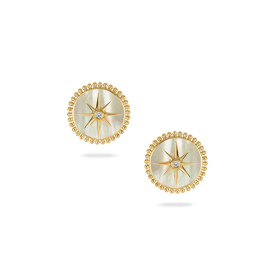 Rose Des Vents Earrings Yellow Gold, Diamonds and Mother-of-Pearl