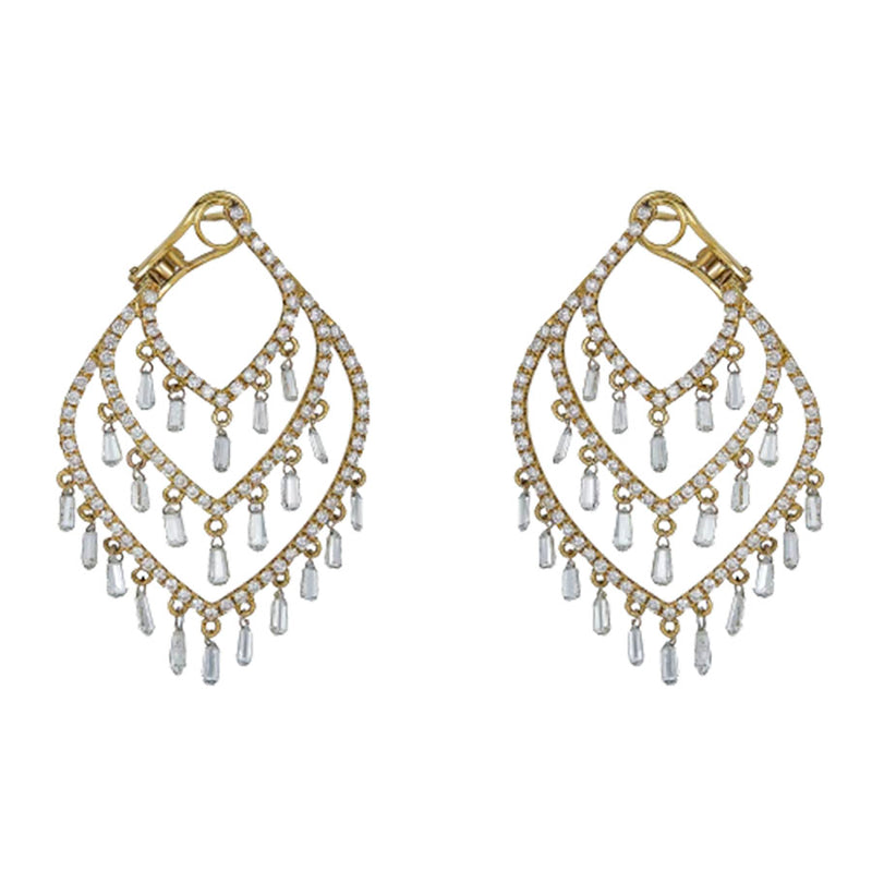 Piranesi Large White Diamond Briollete Earrings