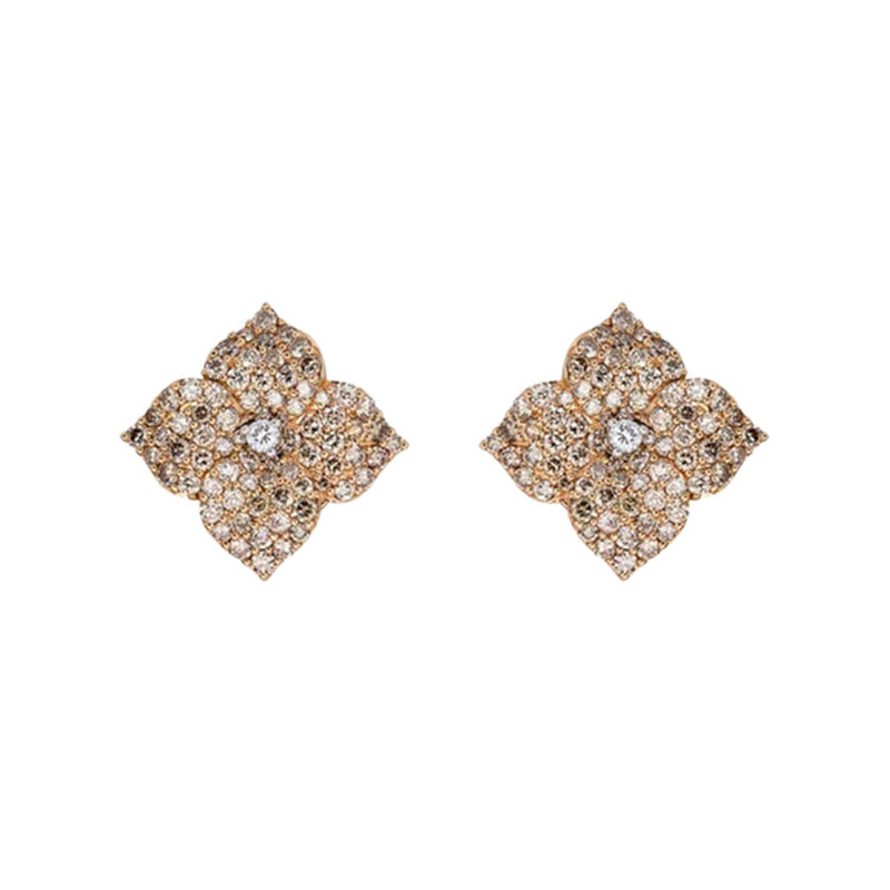Piranesi Small Champagne Diamond Floral Stud Earrings