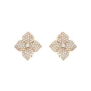 Piranesi Small Diamond Floral Stud Earrings in 18kt Rose Gold