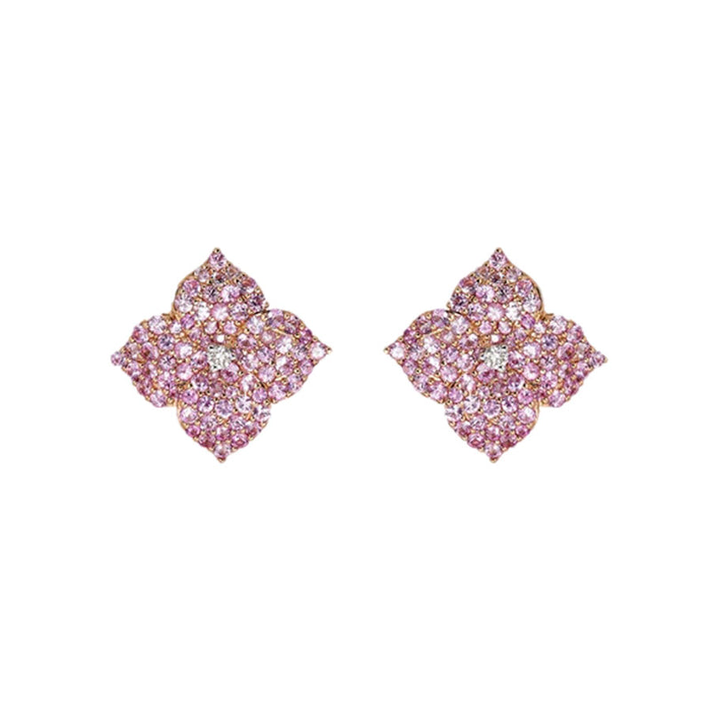 Piranesi Small Pink Sapphire Floral Stud Earrings