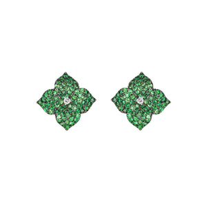 Piranesi Small Green Tsavorite Floral Stud Earrings