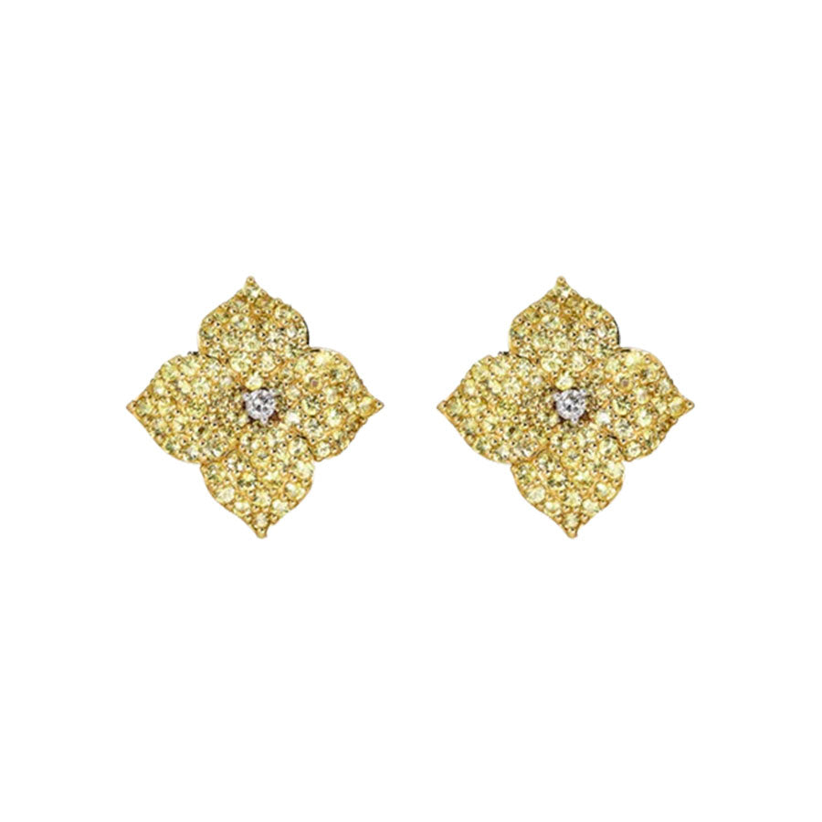 Piranesi Small Yellow Sapphire Floral Stud Earrings