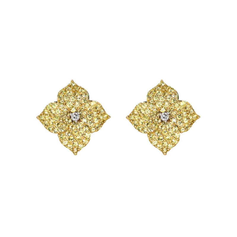Piranesi Small Yellow Sapphire Floral Stud Earrings