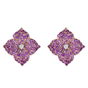 Piranesi Large Purple Amethyst Floral Stud Earrings
