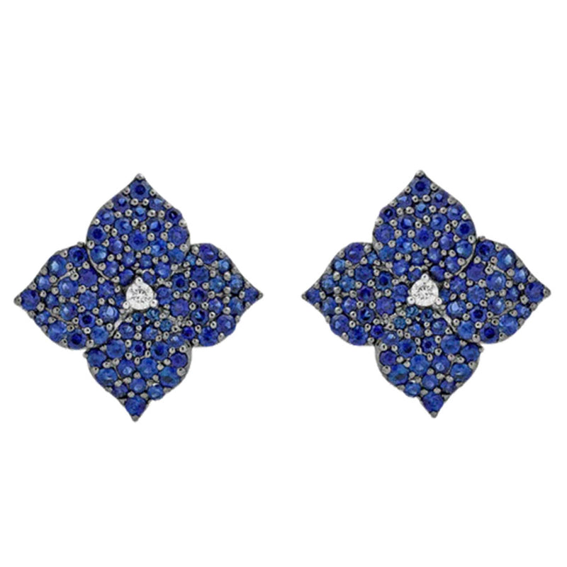 Piranesi Large Blue Sapphire Floral Stud Earrings