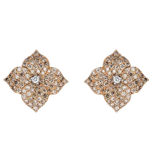 Piranesi Large Champagne Diamond Floral Stud Earrings