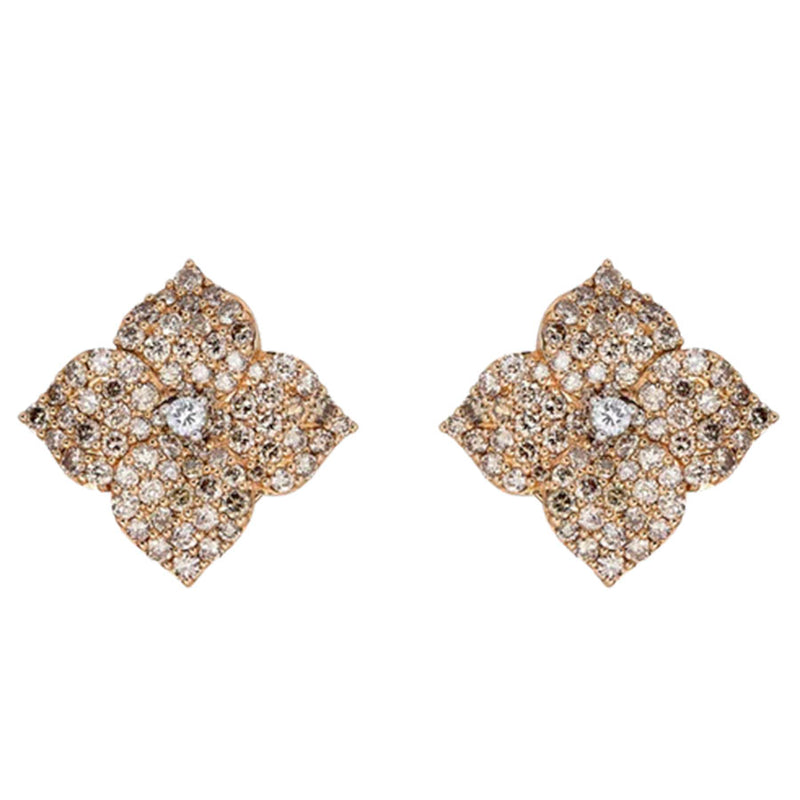 Piranesi Large Champagne Diamond Floral Stud Earrings
