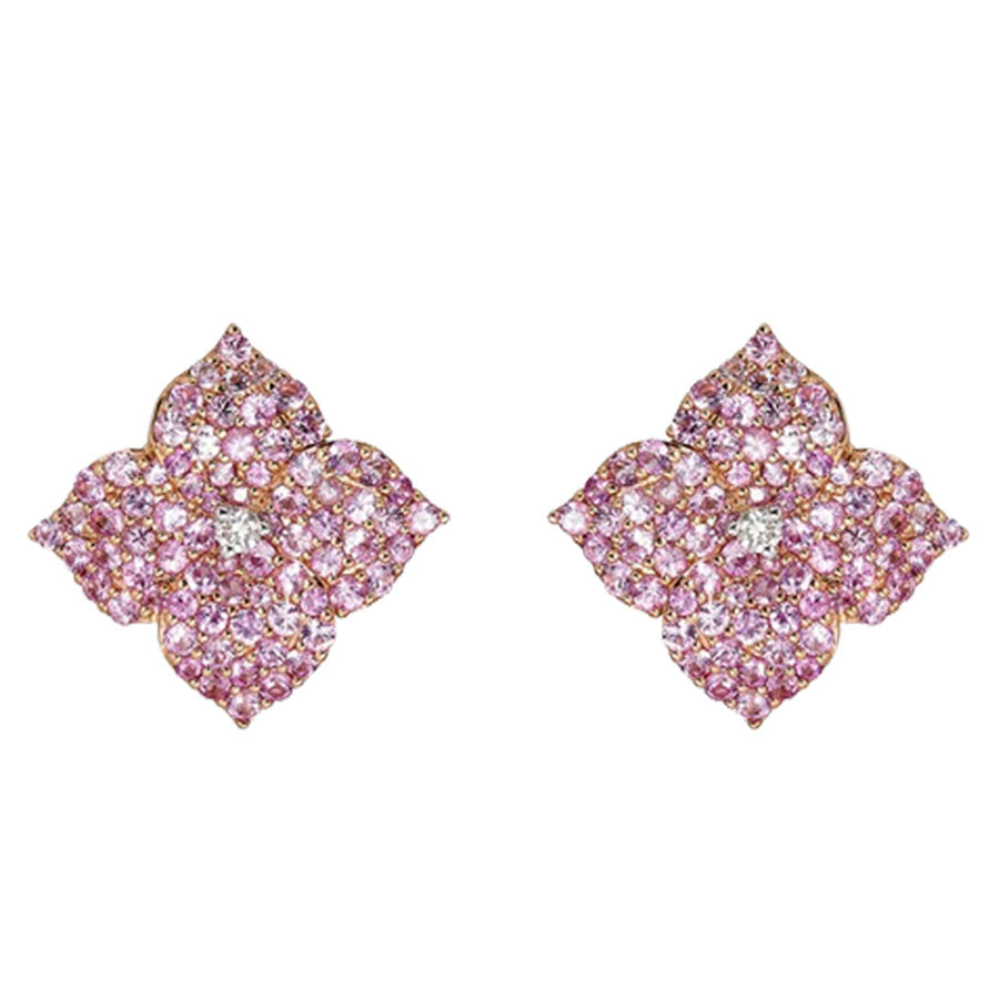 Piranesi Large Pink Sapphire Floral Stud Earrings