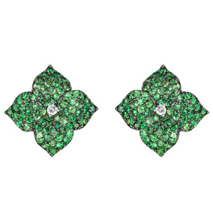 Piranesi Large Green Tsavorite Floral Stud Earrings