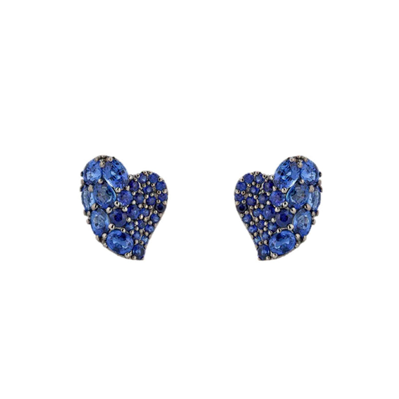 Piranesi Small Blue Sapphires Wave Heart Earrings