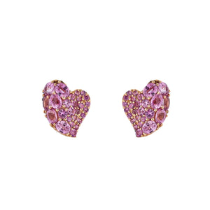 Piranesi Small Pink Sapphire Wave Heart Earrings