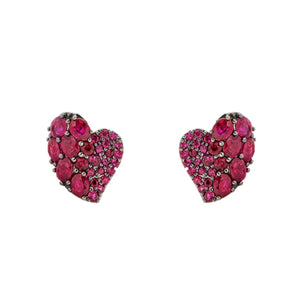Piranesi Small Ruby Wave Heart Earrings
