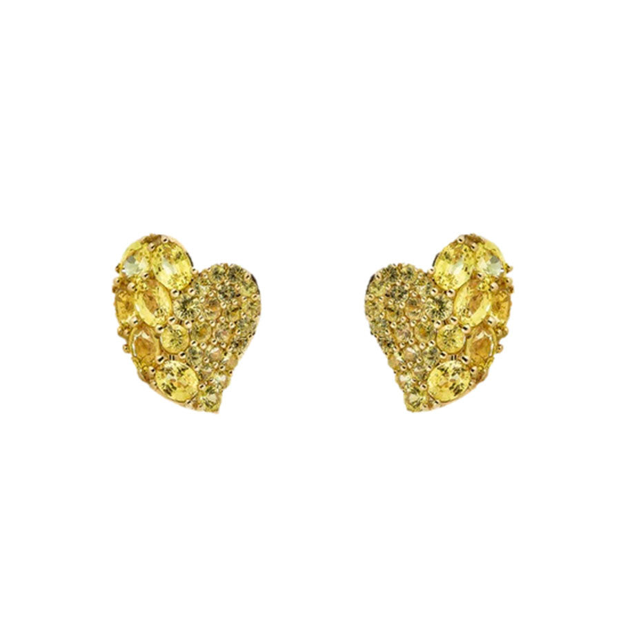 Piranesi Small Yellow Sapphire Wave Heart Earrings