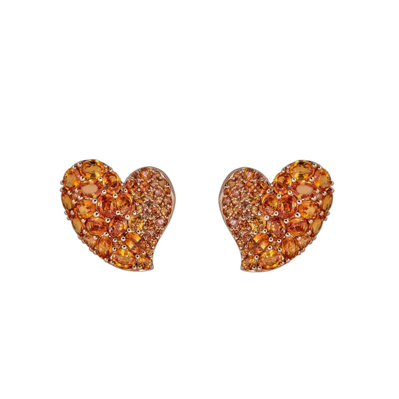 Piranesi Medium Orange Sapphire Wave Heart Earrings