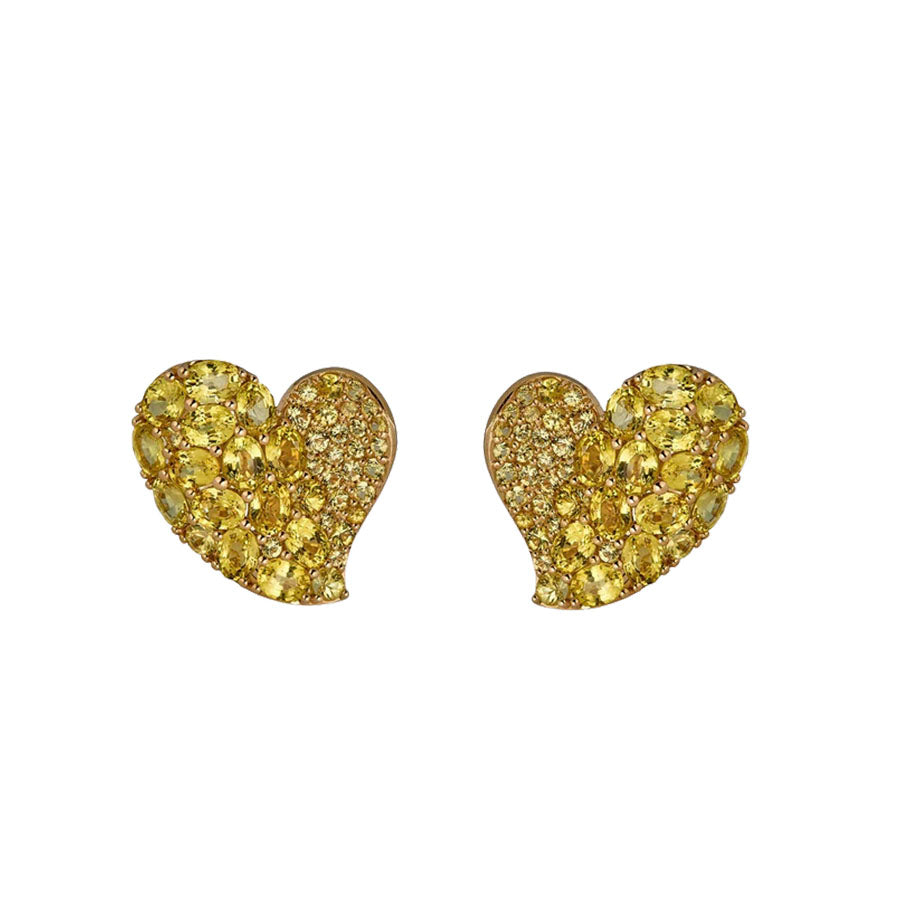 Piranesi Medium Yellow Sapphire Wave Heart Earrings
