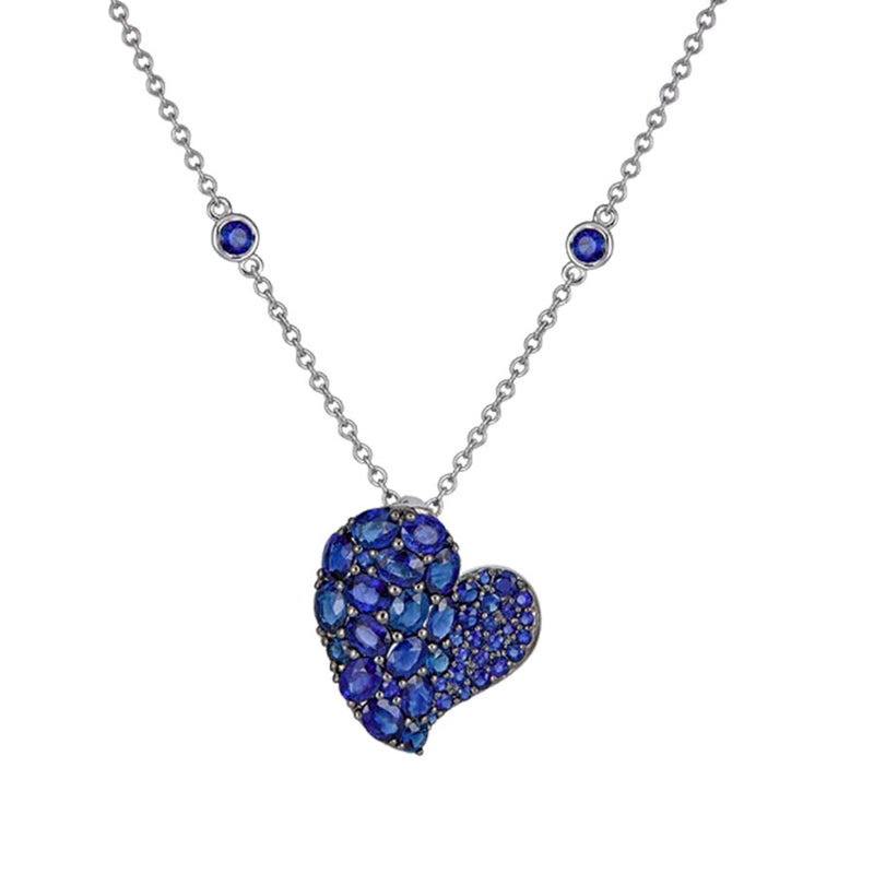 Piranesi Medium Blue Sapphire Wave Heart Pendant