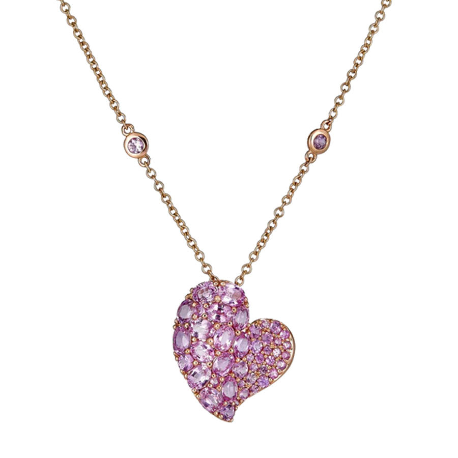 Piranesi Medium Pink Sapphire Wave Heart Pendant