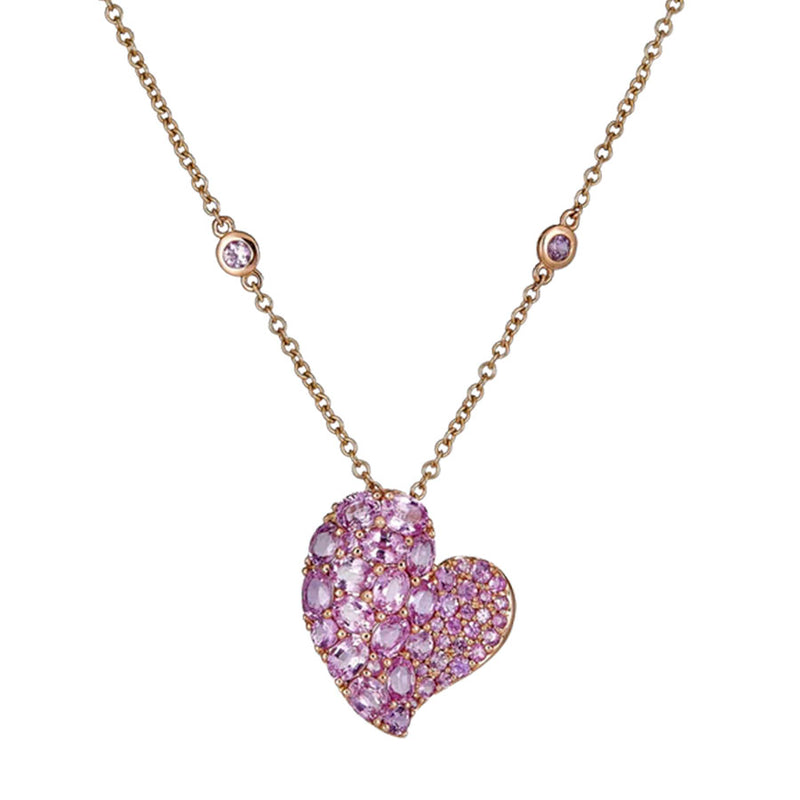 Piranesi Medium Pink Sapphire Wave Heart Pendant