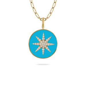 Doves by Doron Paloma 18Kt Gold Diamond & Turquoise Pendant
