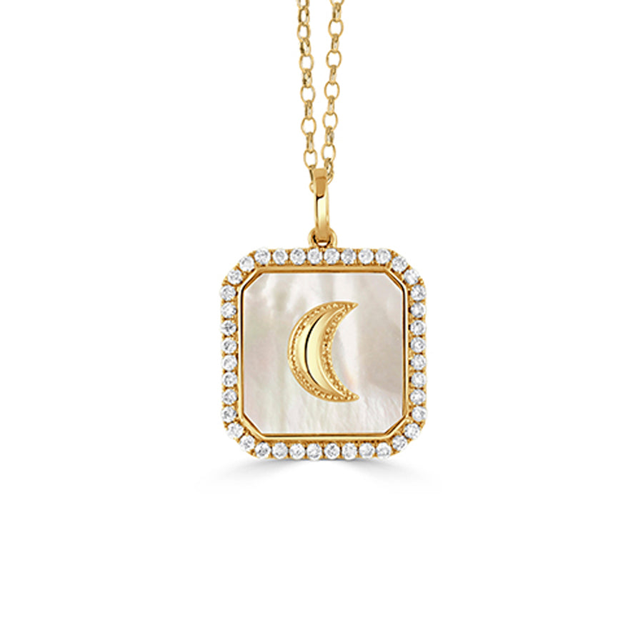 Doves by Doron Paloma 18Kt Gold Diamond & Mother of Pearl Pendant