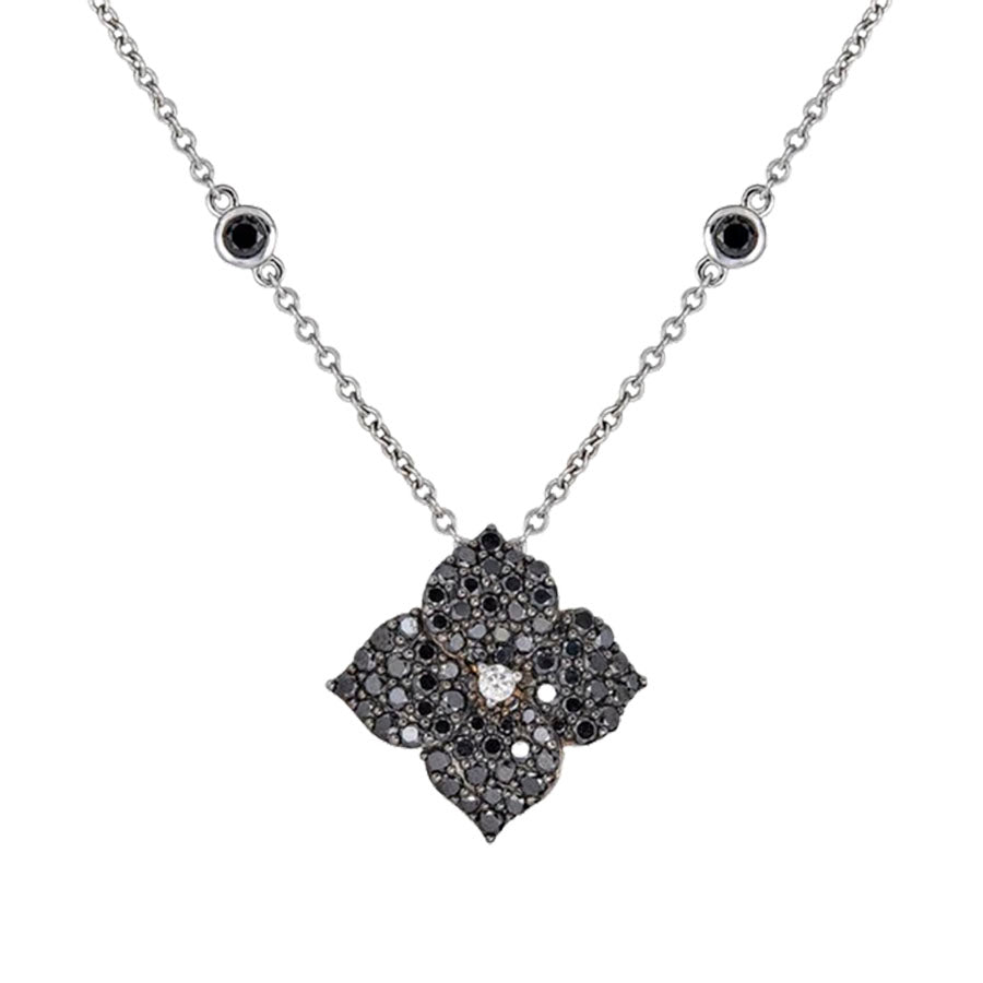 Piranesi Mosaique Small Flower Black Diamond Necklace