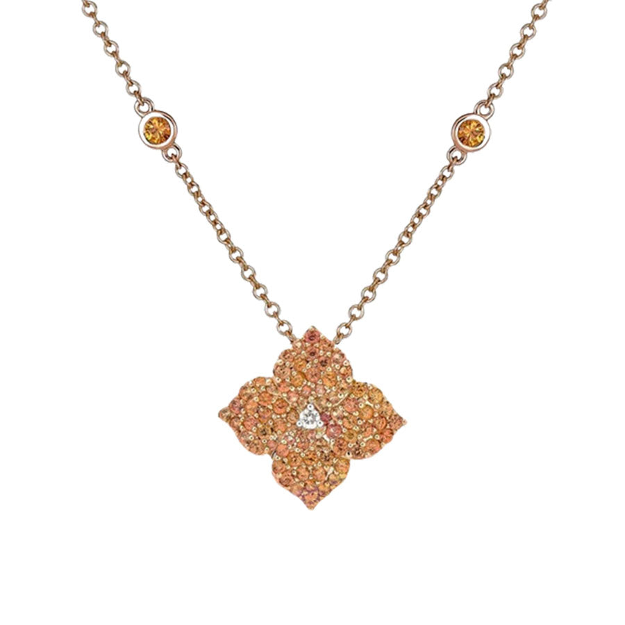 Piranesi Mosaique Small Flower Orange Sapphire Necklace
