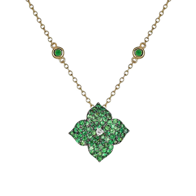 Piranesi Mosaique Small Flower Green Tsavorite Necklace