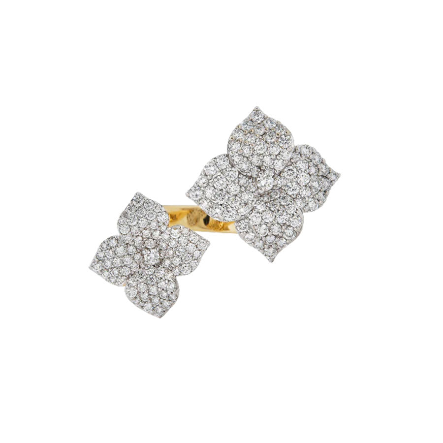 Piranesi 18kt Yellow Gold Mosaique Diamond Double Flower Ring