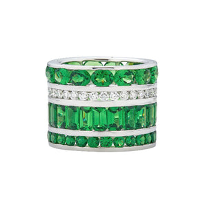 Piranesi Multi Green Tsavorite & Diamond Eternity Ring