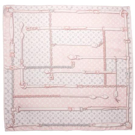 Louis Vuitton Pink Trunk Silk Scarf