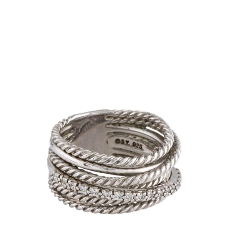 David Yurman Diamond Crossover Wide Ring