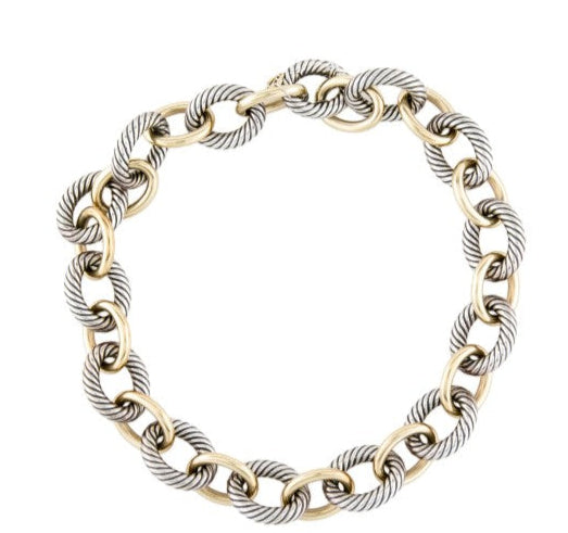 David Yurman Two-Tone Large Oval Link Necklace