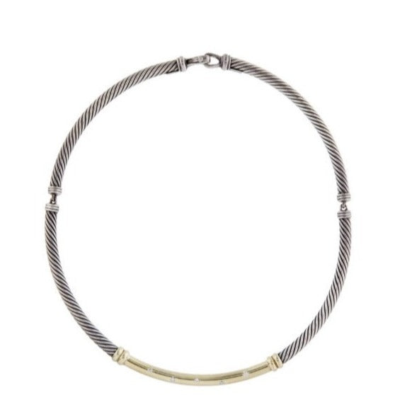 David Yurman Diamond Metro Cable Collar Necklace