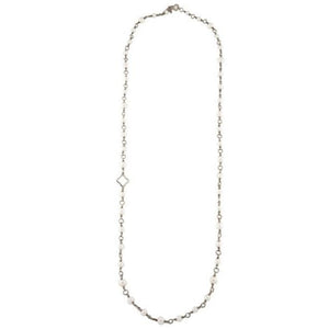 David Yurman Quatrefoil Pearl Station Necklace