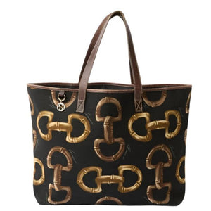 Gucci Bamboo Horsebit Canvas Tote