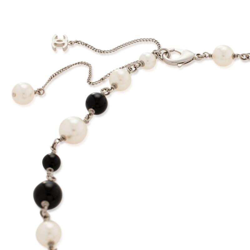 Chanel Globe Charm & Faux Pearl CC Necklace