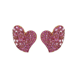 Piranesi Large Pink Sapphire Wave Heart Earrings