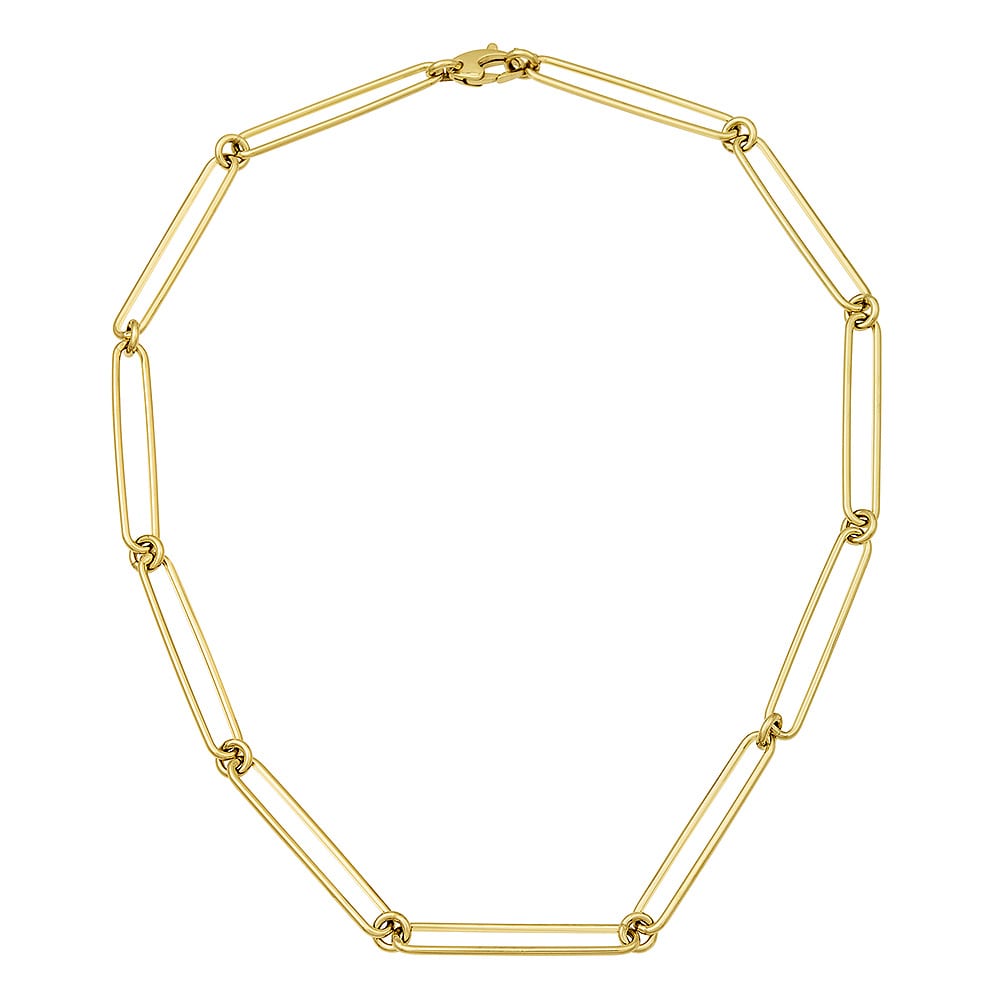 Yellow Gold Elongated Oval Link Chain Necklace