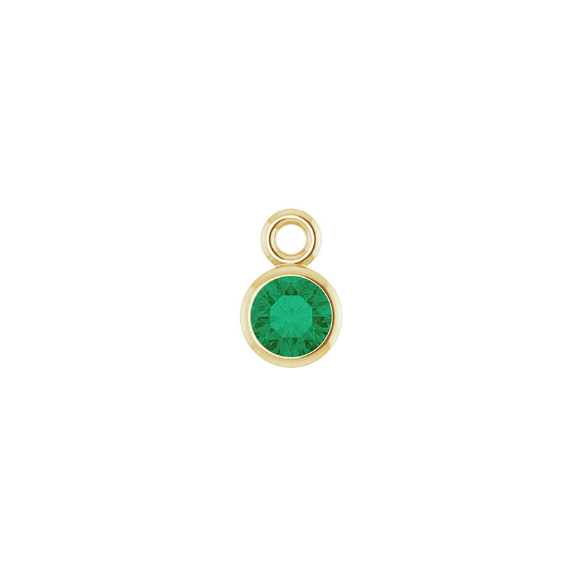 14K Emerald Micro Bezel Charm