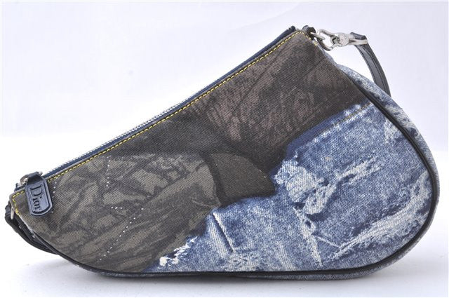 CHRISTIAN DIOR Monogram Shoulder Bag Pochette Blue 293080