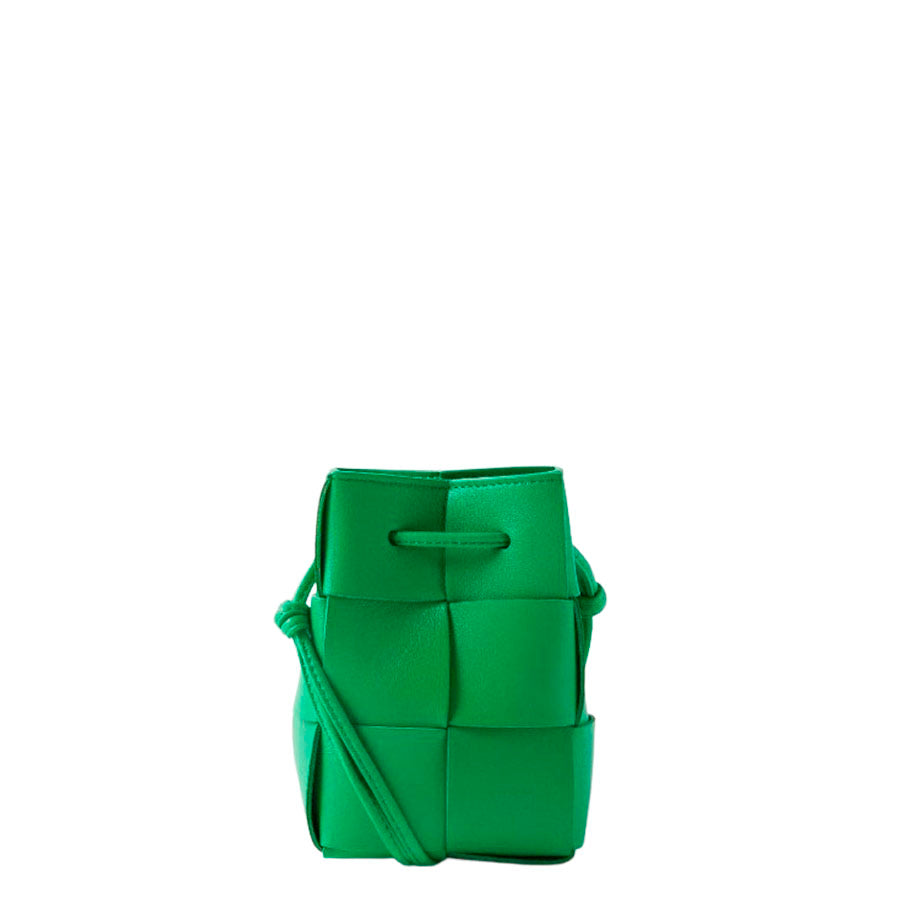 Bottega Veneta Cassette Intreccio Small Parakeet Green Bucket Bag New